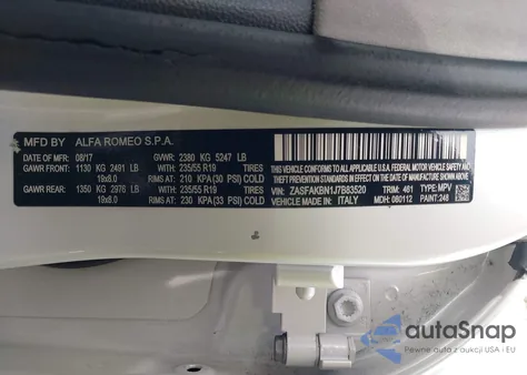 2018 Alfa Romeo Stelvio Ti Awd from USA, damaged, VIN ZASFAKBN1J7B83520